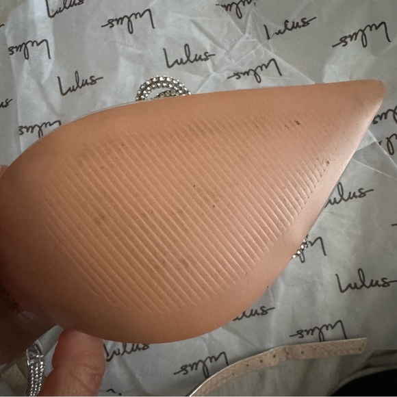 Lulus Lullie Silver Vinyl Rhinestone Ankle Strap Pointed-toe Pumps - Size 7.5 - Picture 3 of 8